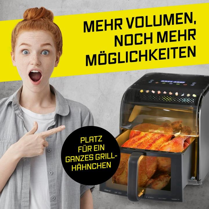 Actual product image Gourmetmaxx Heissluftfritteuse mit Sichtfenster & Panoramadach