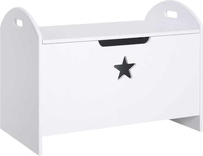 Immagine prodotto Swisshandel24 Scatola per giocattoli Scatola per bambini Cassapanca con cerniera di sicurezza MDF bianco 62 x 40