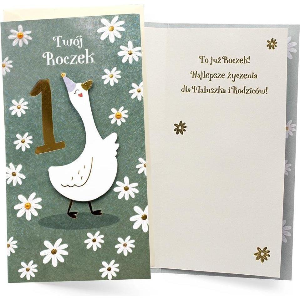 Teka, Biglietto di auguri + Carta da lettere, Geburtstagskarte zum ersten Geburtstag einer Gans (1 pz.)