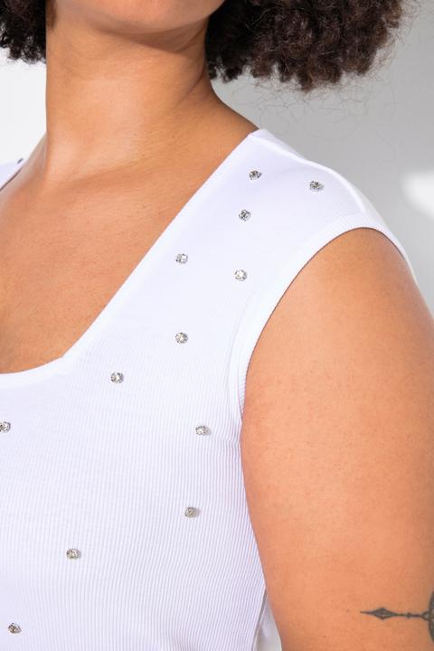 Produktbild Angel of Style Rippshirt, Slim Fit, Ziersteinchen (44)