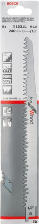 Actual product image Bosch Professional Zubehör Sabre saw blade S 1531 L, Top for Wood, pack of 5