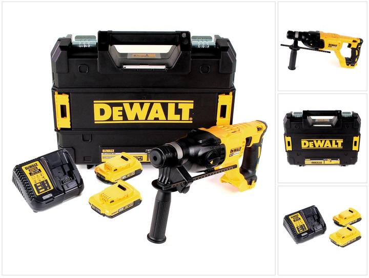 Actual product image DeWalt DCH 133 D2 Battery combi hammer 18V 2,6J SDS plus Brushless + 2x battery 2,0Ah + charger + TSTAK