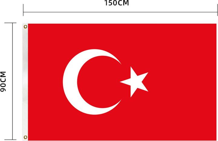 Produktbild Lobwerk Türkei Turkey Flagge mit Ösen Fahne 150x90 Metalösen Wetterfest Fahnenmast (90 x 150 cm)