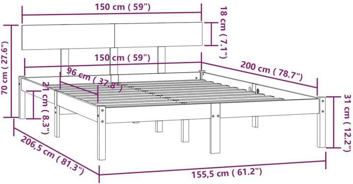 Image du produit vidaXL Bettrahmen (150 x 200 cm)