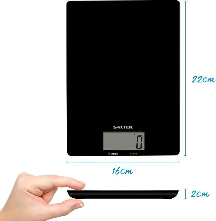 Produktbild Salter 1170 BKDR Ultra Slim Glass Digital Kitchen Scale - Black