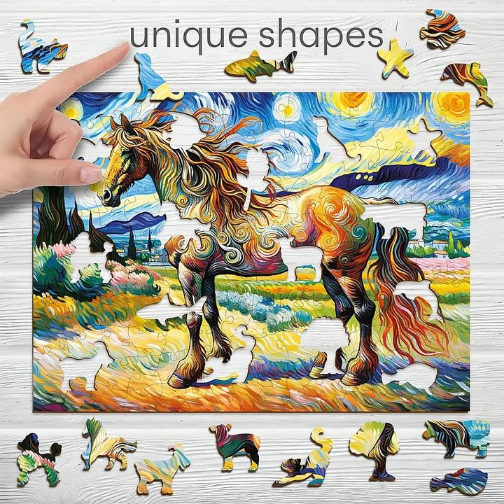 Productafbeelding WoodenCity Puzzelhout M Modern Paard (150 onderdelen)