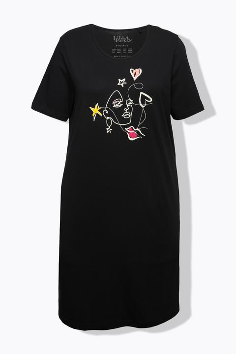 Immagine prodotto Ulla Popken Camicie da notte in confezione doppia con scollo a girocollo, mezze maniche e cuori con ghirigori (46, 48)