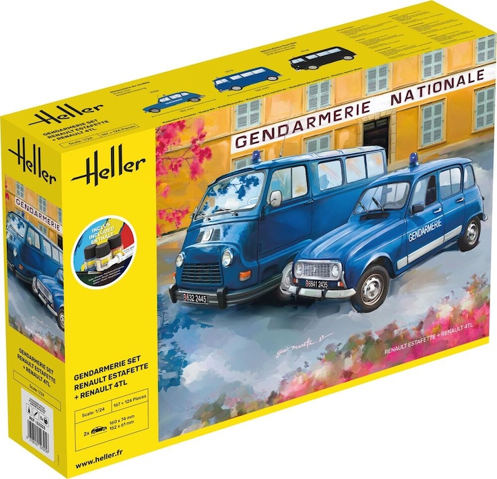 Produktbild Heller STARTER KIT Gendarmerie Set Renault Estafette + Renault 4TL