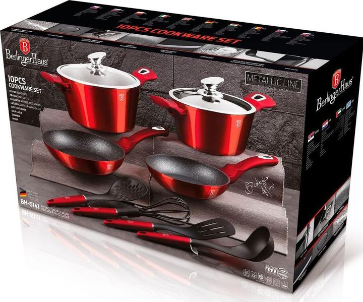 Produktbild BerlingerHaus 10-teiliges Kochgeschirr-Set Burgundy Edition (Pfannenset + Topfset, Aluminium)