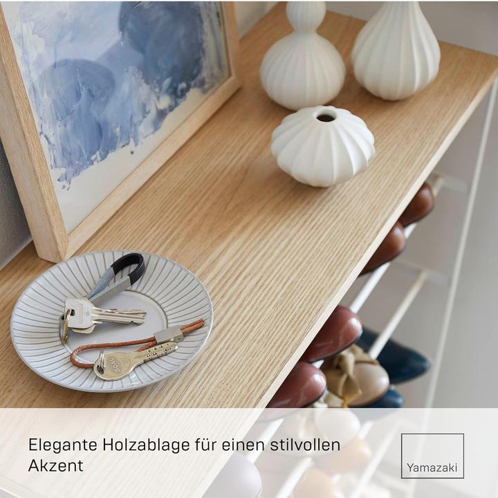 Actual product image Yamazaki 6-tier shoe rack with wooden shelf TOWER (66 x 25 x 87 cm)