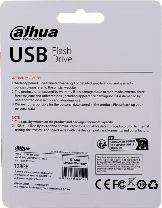 Image du produit Dahua Pendrive Pendrive 128 Go USB-U156-32-128 Go (128 Go, USB-A)