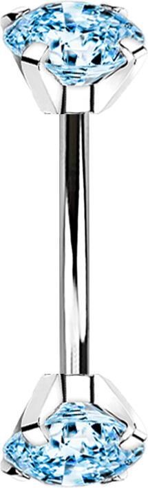 Actual product image Star Piercing Micro banana silver inner thread with two crystals aqua set (without brass, Surgical steel 316L)