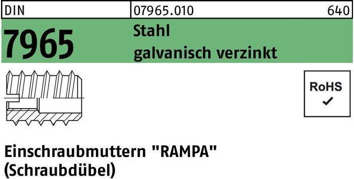 Productafbeelding Inschroefmoer DIN 7965 M 5 x 15 Gegalvaniseerd staal (M5)