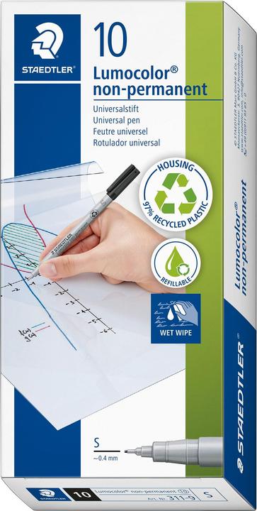 Image du produit Staedtler 10 feutres Lumocolor noir 0,4 mm non-permanent (1x)
