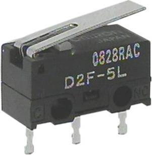 Produktbild Omron Industrial Automation Mikroschalter D2F, 5A, 1 Wechsler, 1.47N, Hebel mit Scharnier