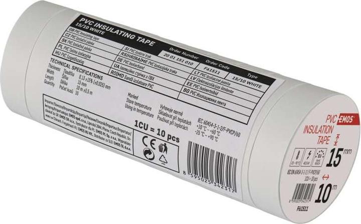 Image du produit Emos Ruban isolant PVC 15mm/10m Blanc, 10 pcs. (15 mm)