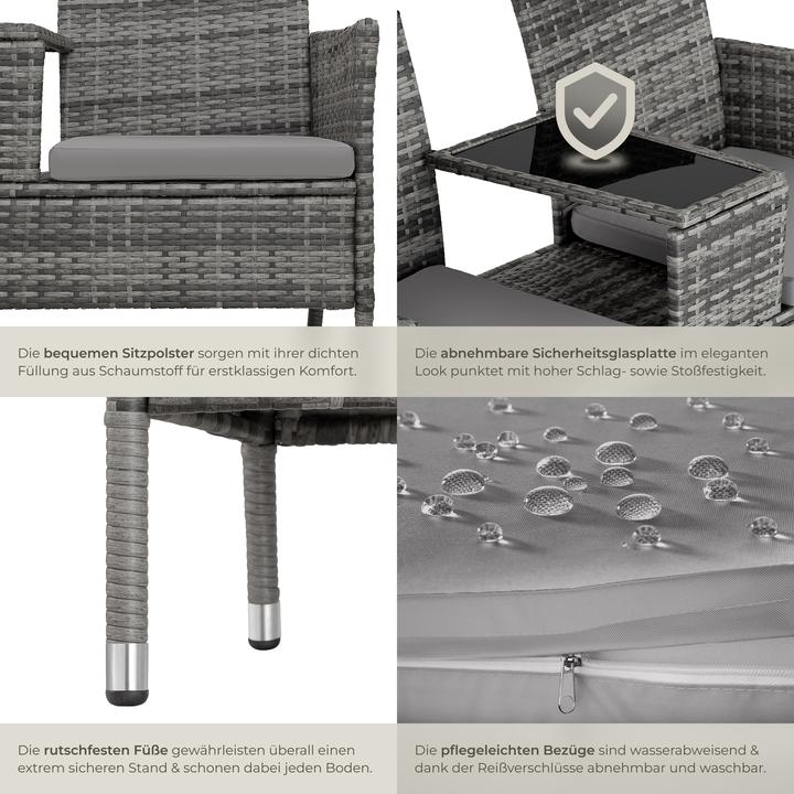 Produktbild tectake Rattan Gartensitzbank