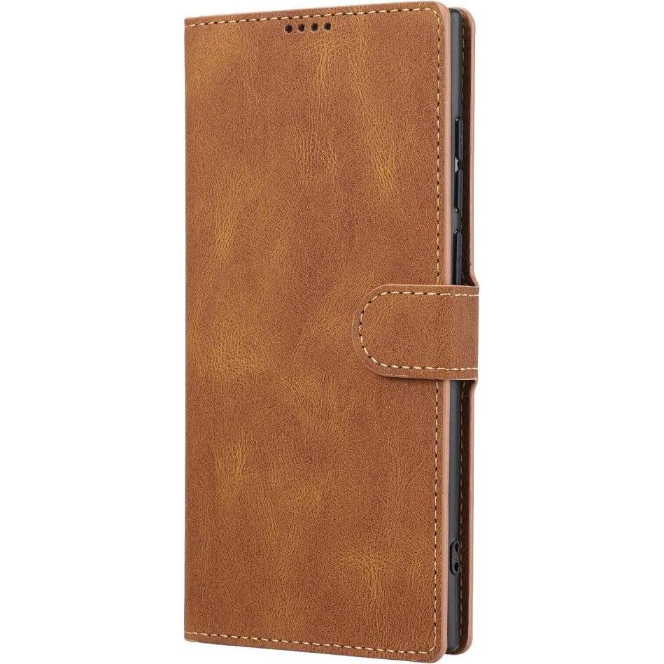 Thumbnail - Cover-Discount Galaxy S23 Ultra - Leder Etui Hülle braun (Samsung Galaxy S23 Ultra), Smartphone Hülle, Braun