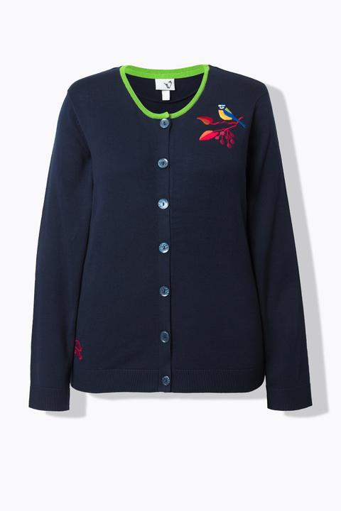 Produktbild Ulla Popken Strickjacke, Vogel-Stickerei, Rundhals, Langarm (42, 44)