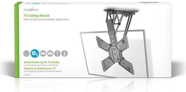 Immagine prodotto Nedis Supporto a soffitto motorizzato per televisori - 23 - 55 pollici - Max. 30 kg - 2 preimpostazioni (Soffitto, 55", 30 kg)