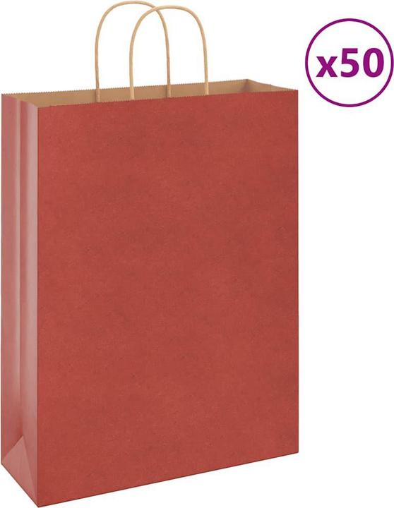 Actual product image VidaXL Kraft paper bags 50 pcs. with handle red 32x12x42 cm paper bag (Gift bag, 50 x)