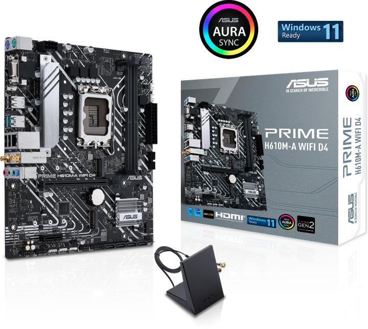 Image du produit ASUS MB PRIME -A WIFI Intel,1700,DDR4,mATX (LGA 1700, Intel H610, mATX)