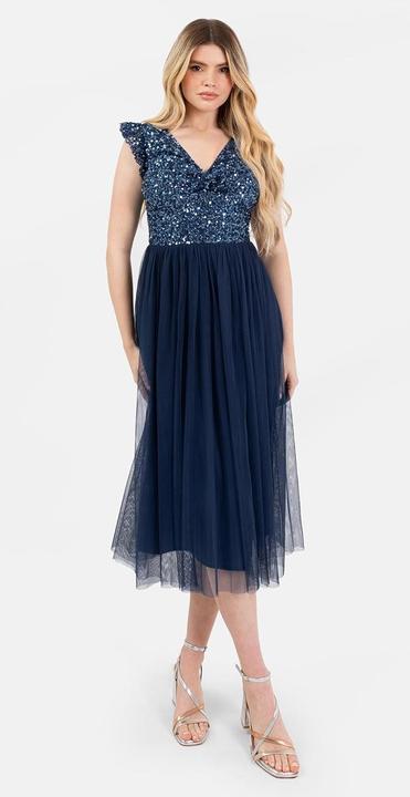 Produktbild Herba Abito Midi con Scollo a V e Maniche a Farfalla (50)