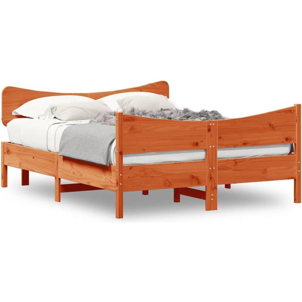 VidaXL, Bett, Bett mit Kopfteil Kiefer (140 x 190 cm)