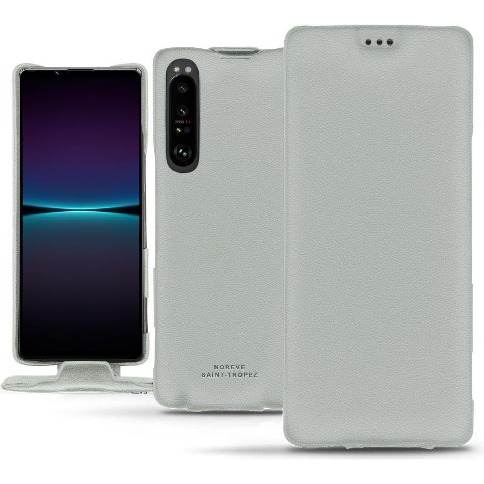 Noreve Lederschutzhülle vertikal (Sony Xperia 1 IV), Smartphone Hülle, Grau