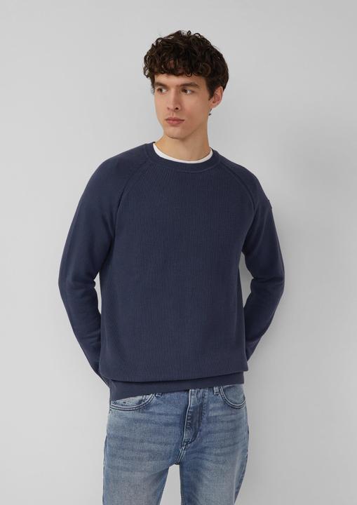 Produktbild s.Oliver Strickpullover Baumwollpullover mit Raglanärmeln und Logo-Patch (M)