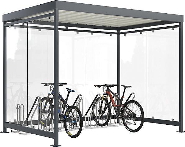 Wsm Überdachung Köln mit Anlehnparker Modell 4700 XBF
