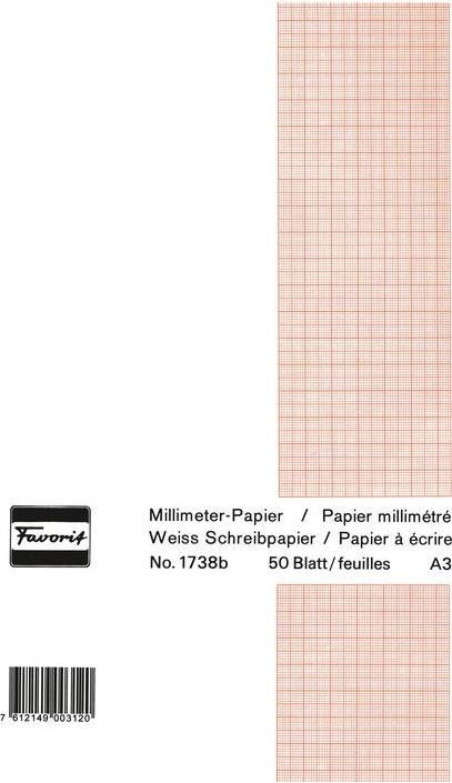 Image du produit Favorit Bloc de papier graphique blanc (A3, Quadrillé, Couverture rigide)