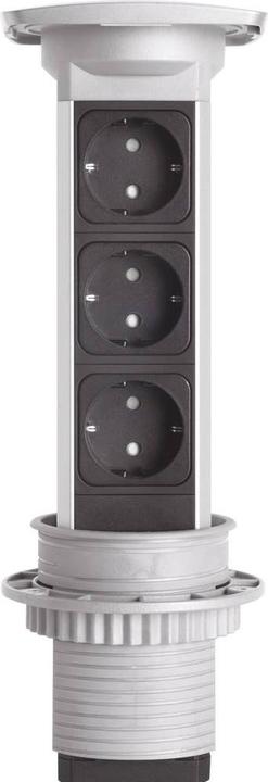 Actual product image Kopp Socket strips VersaPULL aluminium 3-gang socket outlet (3 x)