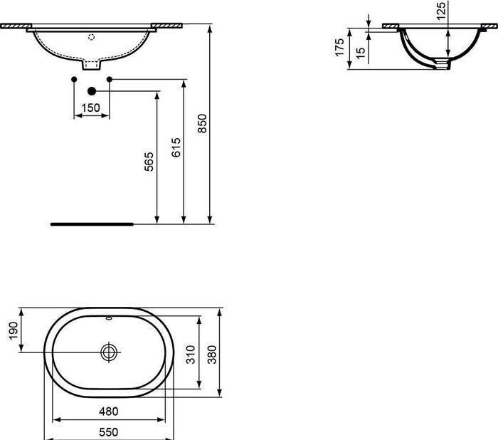 Image du produit Ideal Standard Lavabo à encastrer Connect ovale 550mm E5048 (380 mm, 550 mm)