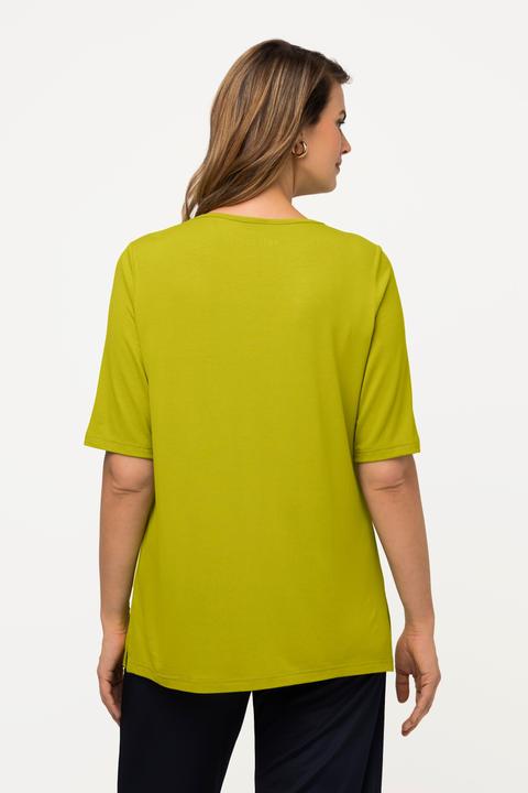 Image du produit Ulla Popken T-shirt doublé à l'avant, col V et manches courtes (58)