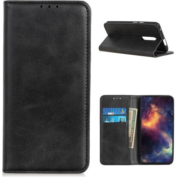 MU Classic Classic V Leder Bookcover Series (Nokia 2.4), Smartphone Hülle, Schwarz