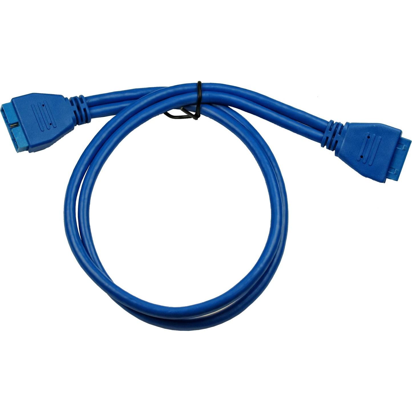 Intertech Cavo Inter-Tech 1x USB3.0M 20PIN -> 1x USB3.0 F 20 Pin 0,5m (0.50 m, USB 3.2 Gen 1), Cavo USB