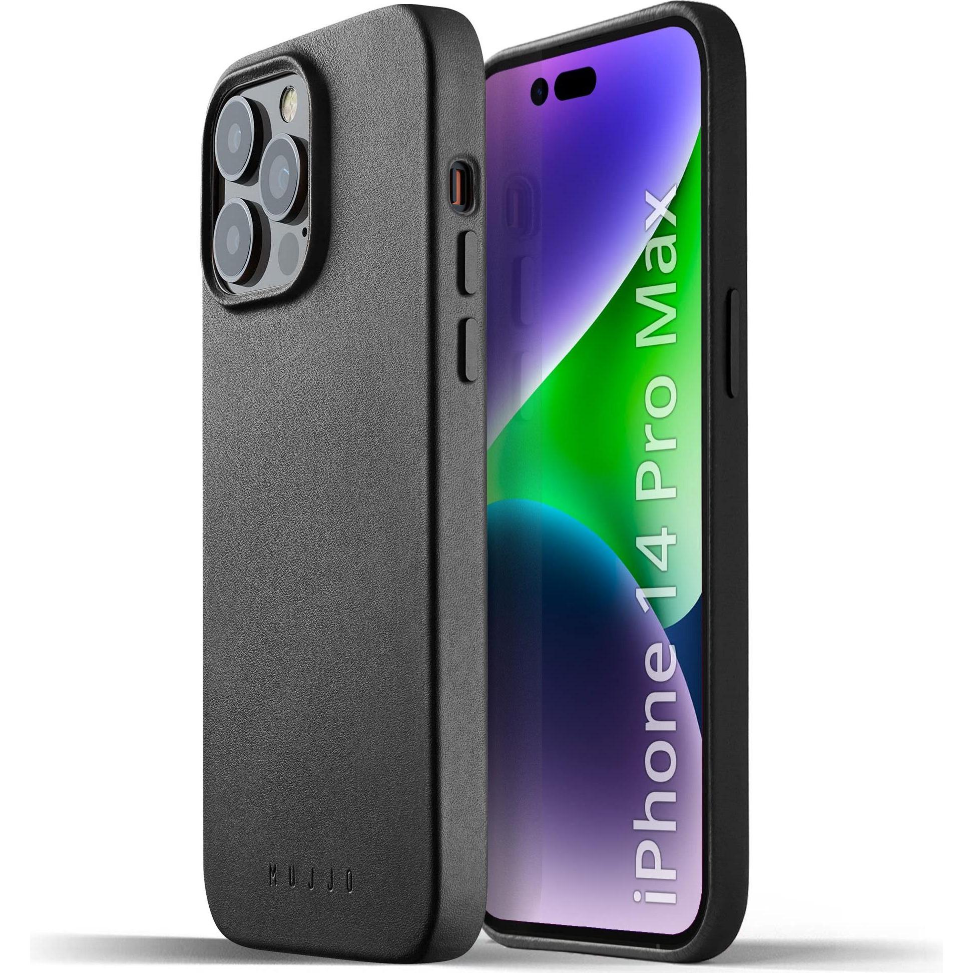Mujjo Full Leather Case (Apple iPhone 14 Pro Max), Smartphone Hülle, Grau