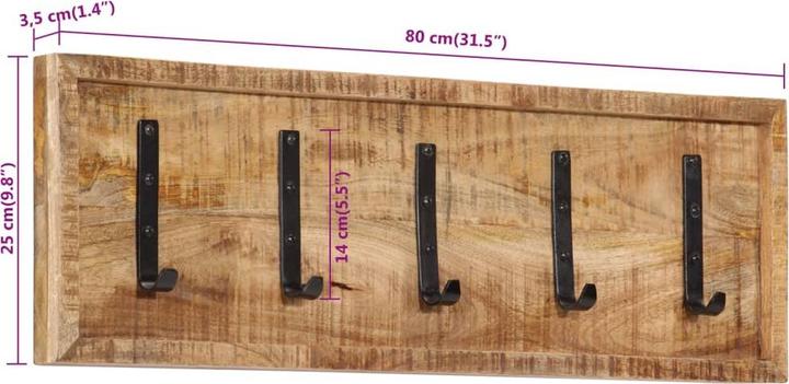Actual product image vidaXL Wall coat rack with 5 hooks