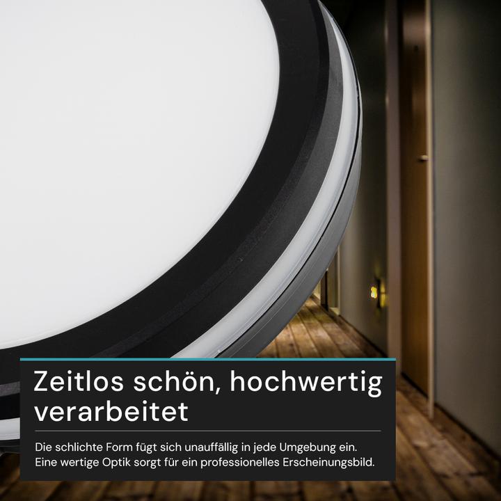Produktbild Luxula LED-Deckenleuchte, 30W, EEK: F, 3000lm, CCT, IP65, schwarz/weiss (3000 lm)