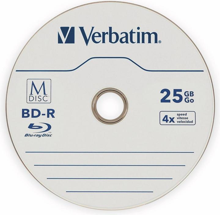 Actual product image Verbatim M-Disc BD-R 25GB 4x Spindel (25 x)