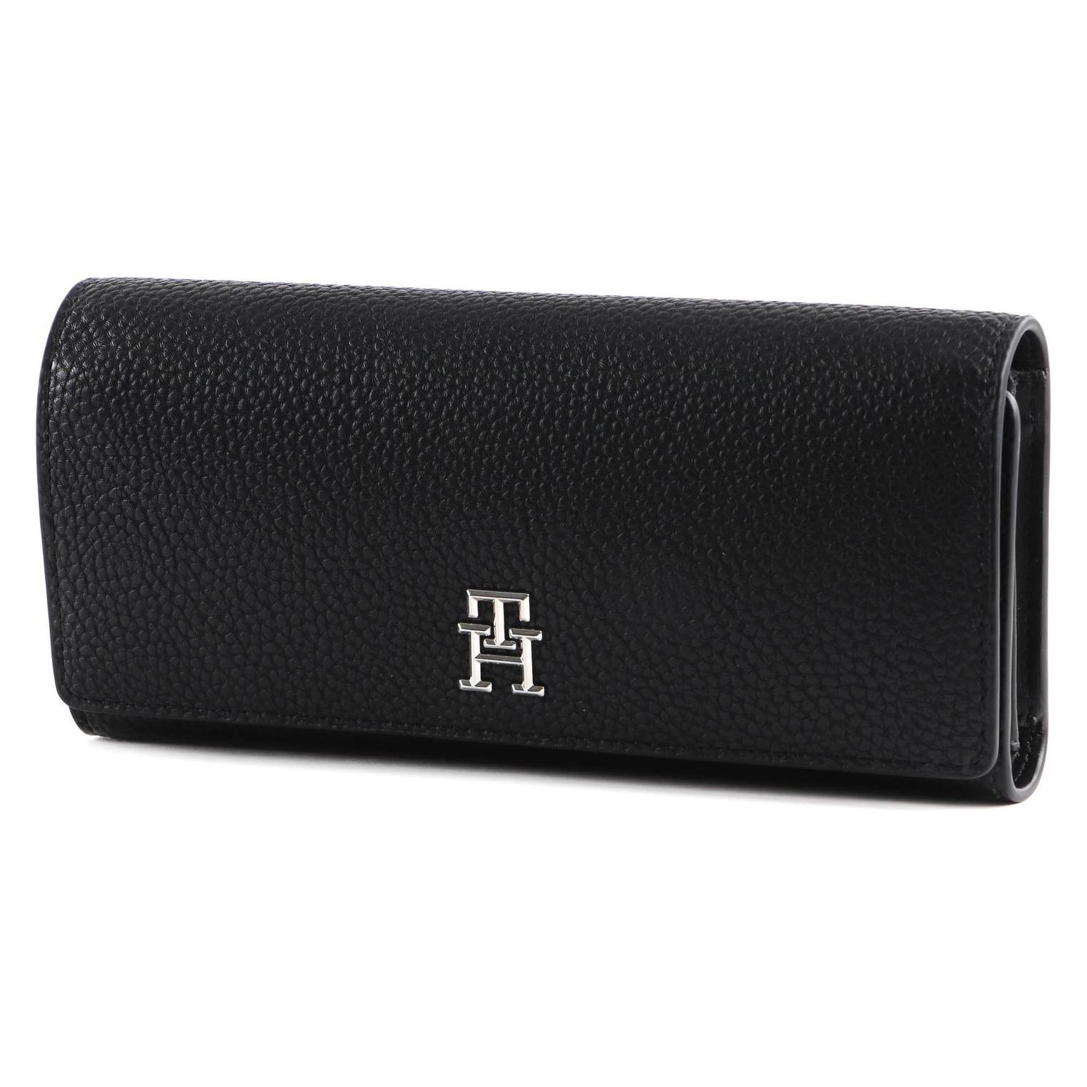 Tommy Hilfiger, Damen, Portemonnaie, Th Emblem Flap Wallet, Schwarz