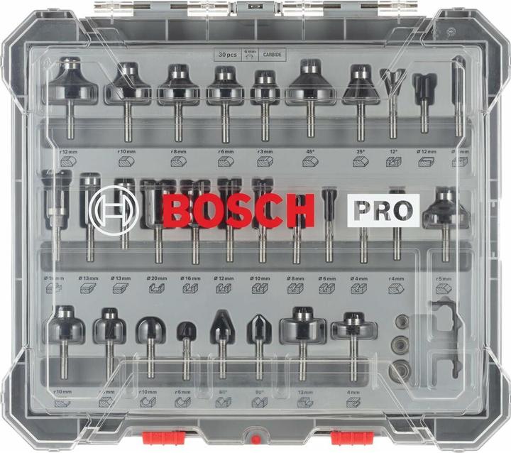 Produktbild Bosch Professional Zubehör 30-teiliges Fräser-Set, 6-mm-Schaft für Handfräsen