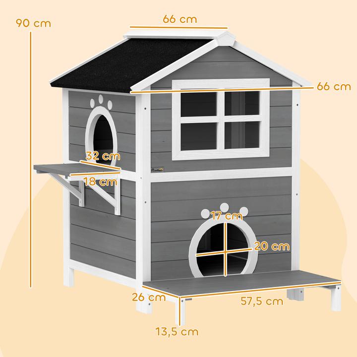 Immagine prodotto PawHut Katzenhaus Tannenholz Grau (Gatto)