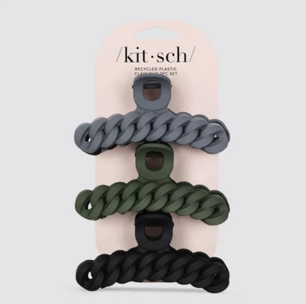 Immagine prodotto Kitsch Claw Clips 3er Set - Schwarz/Moos (3 pz.)