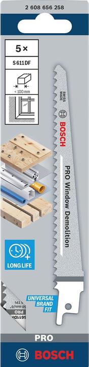 Immagine prodotto Bosch Professional Zubehör PRO Demolizione finestre S611DF foglio, 1,25 x 19 x 150 mm, 5 pezzi.