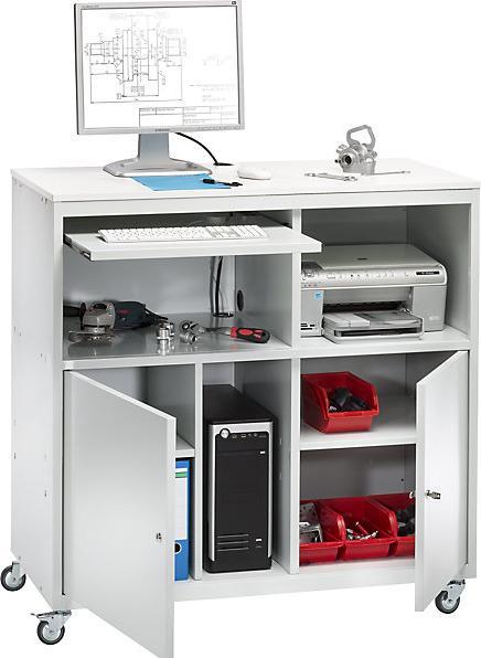 Produktbild eurokraft basic PC-Pult, fahrbar (118 cm, 118.40 cm)