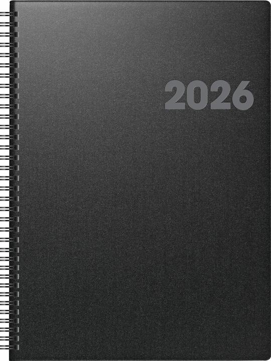 Produktbild BRUNNEN 1076365906 | Buchkalender Mod. 763 2026 | A4, Kunststoff, vulkanschwarz (A4, Französisch, Englisch, Deutsch, Italienisch)