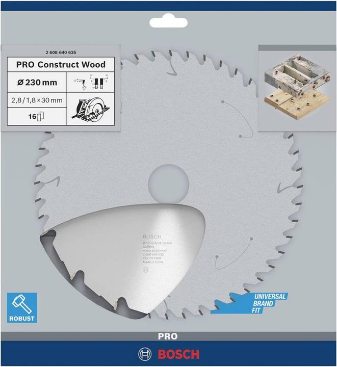 Immagine prodotto Bosch Professional Zubehör Lama per sega circolare per legno PRO Construct, 230 x 2,8 x 30 mm