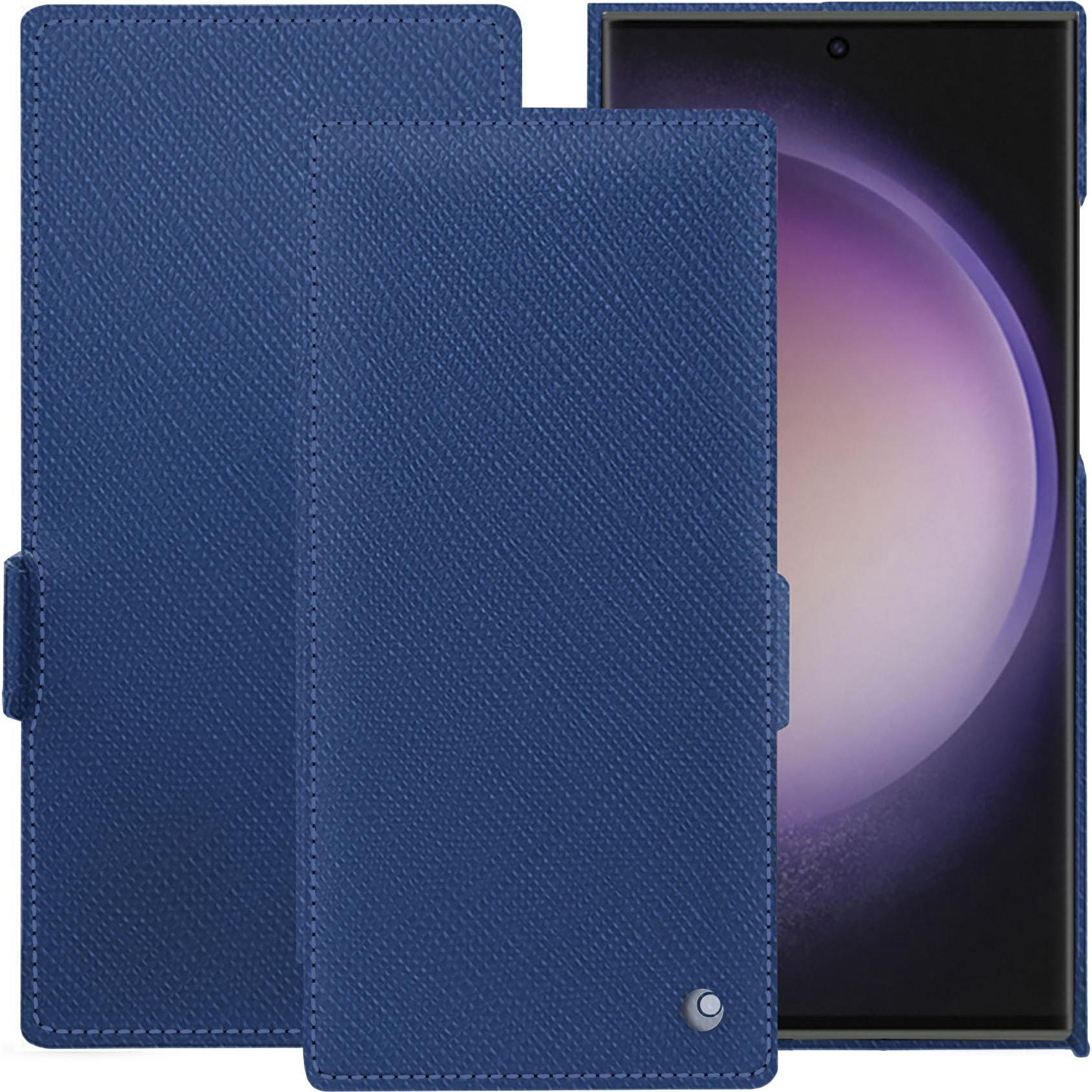 Noreve Lederschutzhülle horizontal (Samsung Galaxy S23 Ultra, Samsung Galaxy S24 Ultra), Smartphone Hülle, Blau